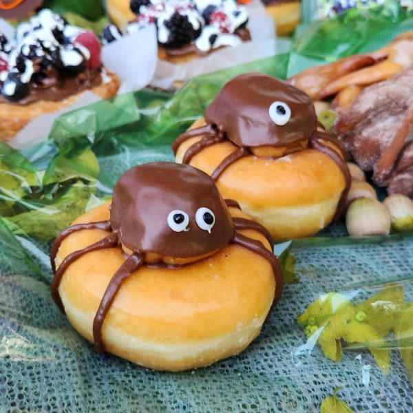 halloween chocolate spider donuts